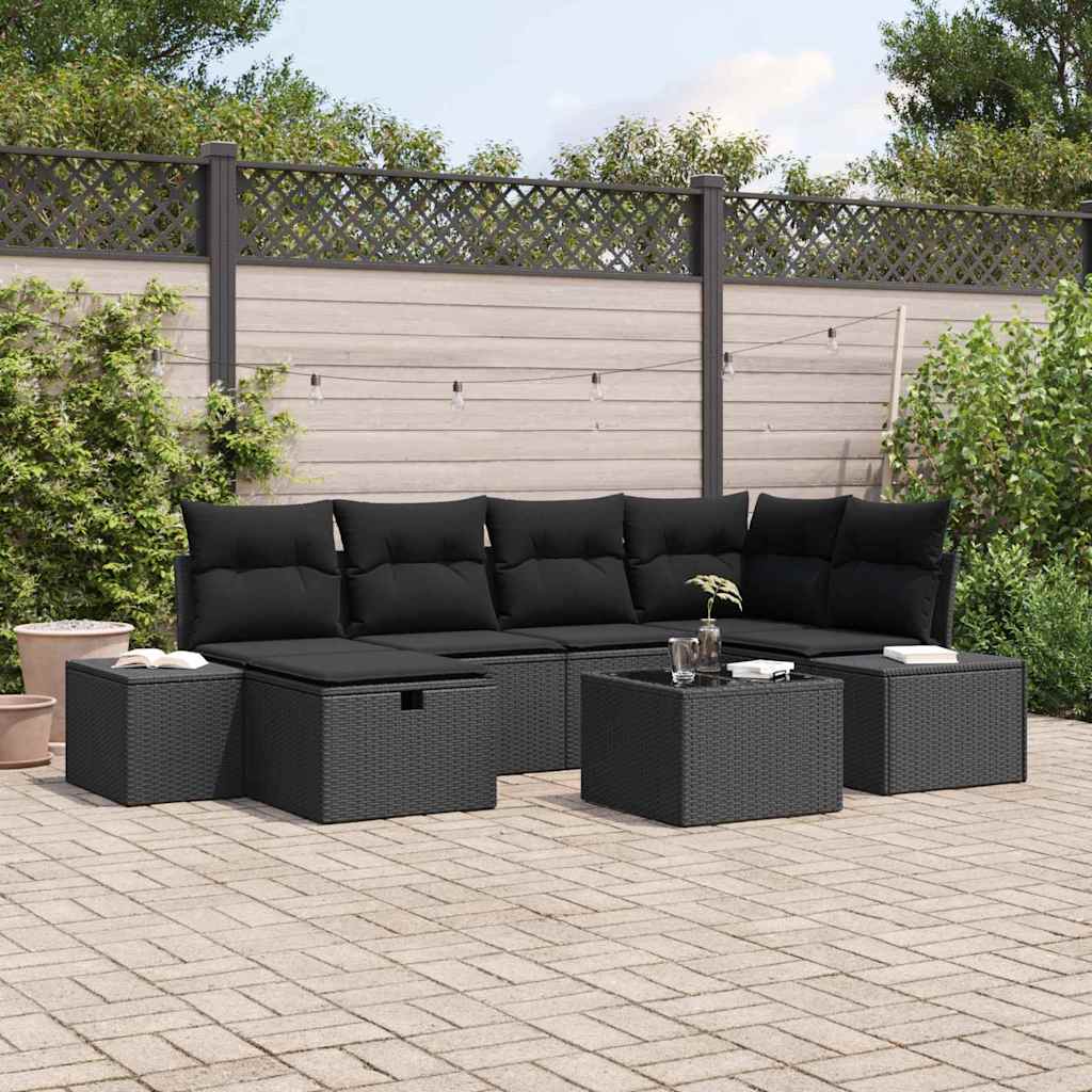 Bankstel met kussen 6 pcs poly rattan is nu te koop bij PeponiXL, paradijselijk wonen!