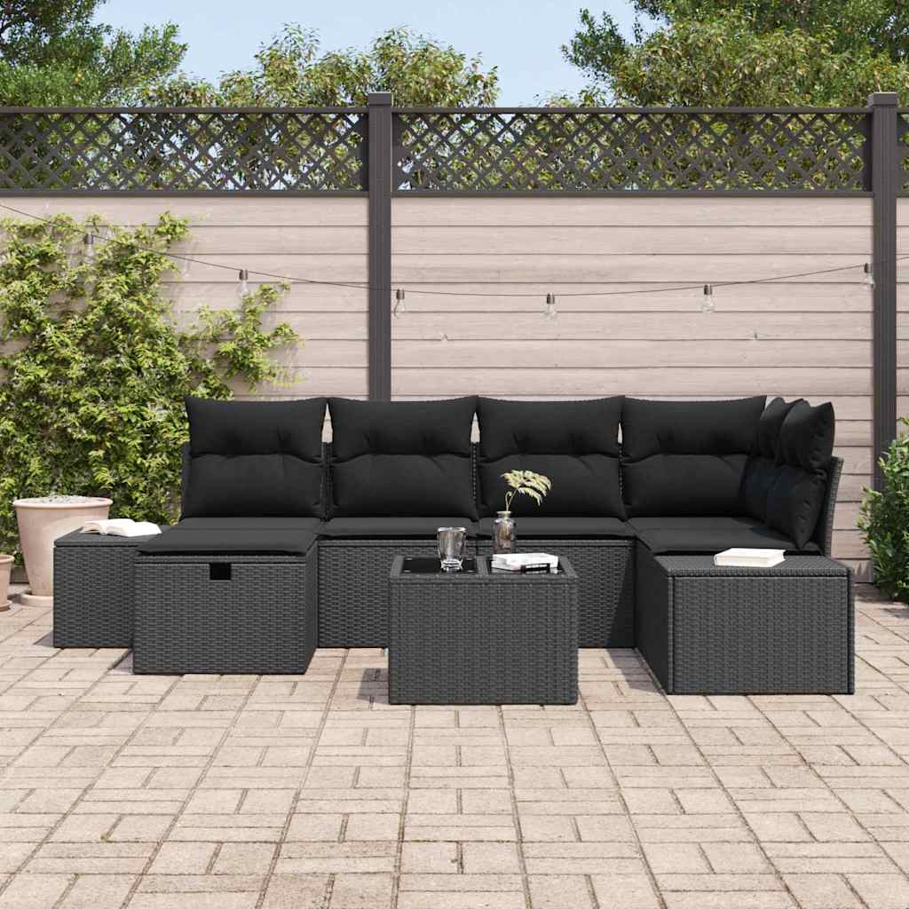 Bankstel met kussen 6 pcs poly rattan is nu te koop bij PeponiXL, paradijselijk wonen!