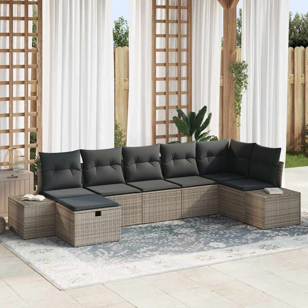 Bankstel met kussen 7 pcs poly rattan is nu te koop bij PeponiXL, paradijselijk wonen!