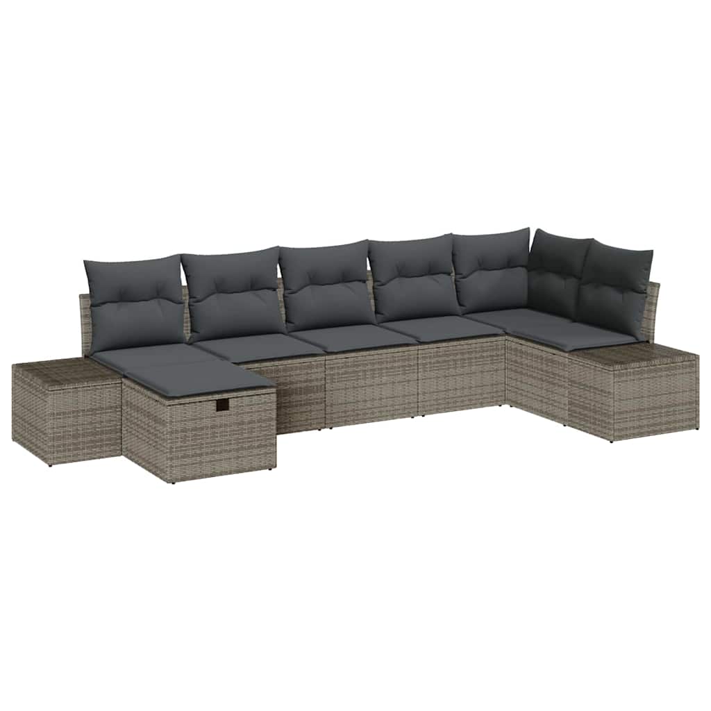 Bankstel met kussen 7 pcs poly rattan is nu te koop bij PeponiXL, paradijselijk wonen!