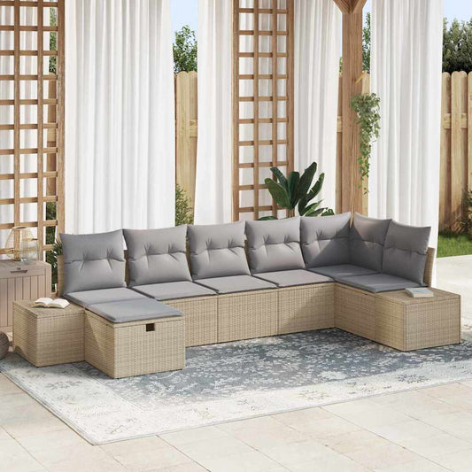 Bankstel 7 st poly rattan is nu te koop bij PeponiXL, paradijselijk wonen!