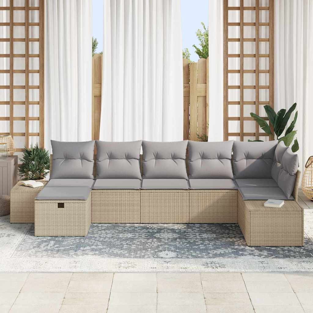 Bankstel met kussen 7 pcs poly rattan is nu te koop bij PeponiXL, paradijselijk wonen!