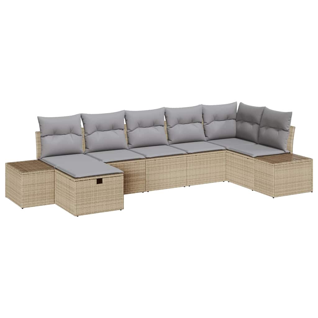 Bankstel met kussen 7 pcs poly rattan is nu te koop bij PeponiXL, paradijselijk wonen!