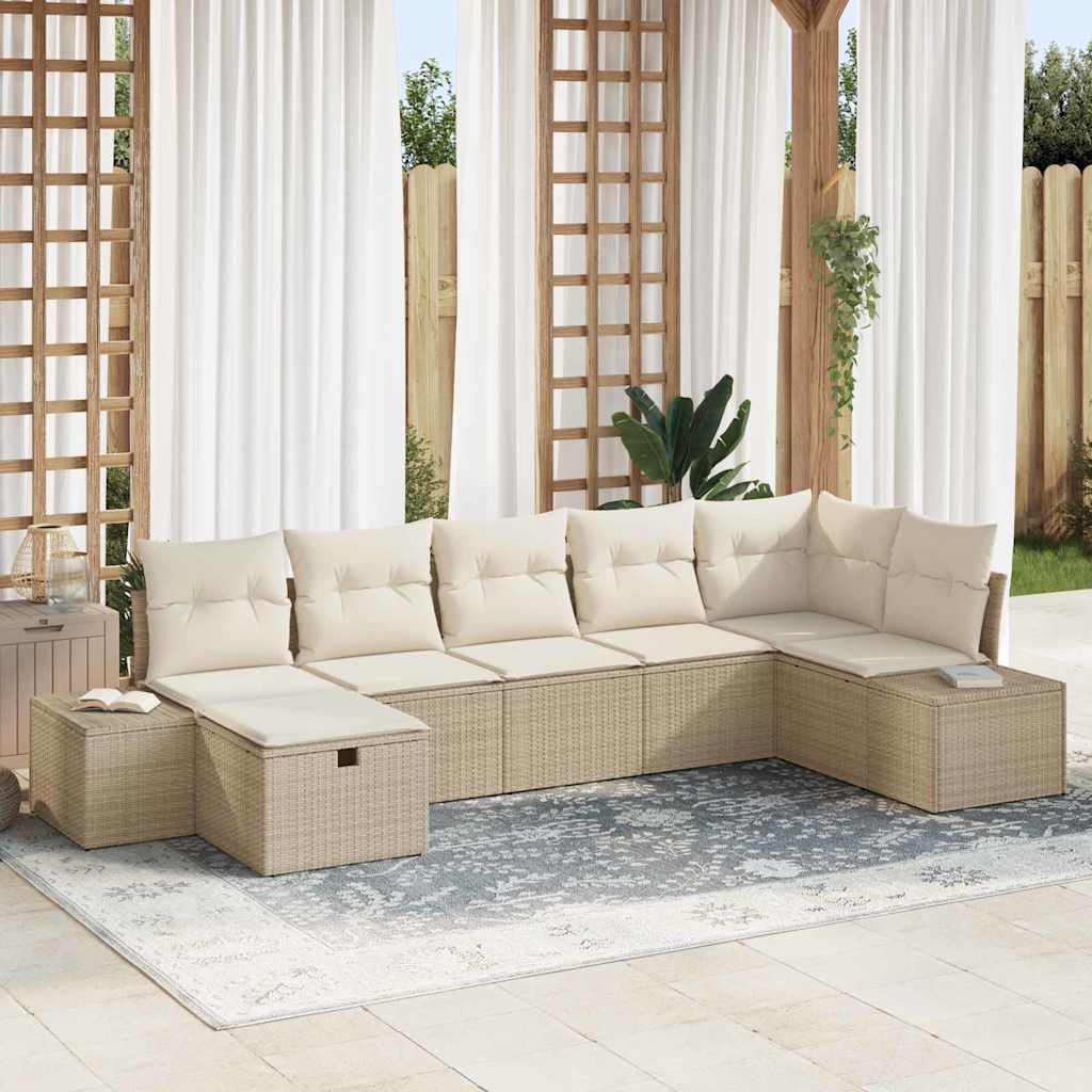 Bankstel met kussen 7 pcs poly rattan is nu te koop bij PeponiXL, paradijselijk wonen!