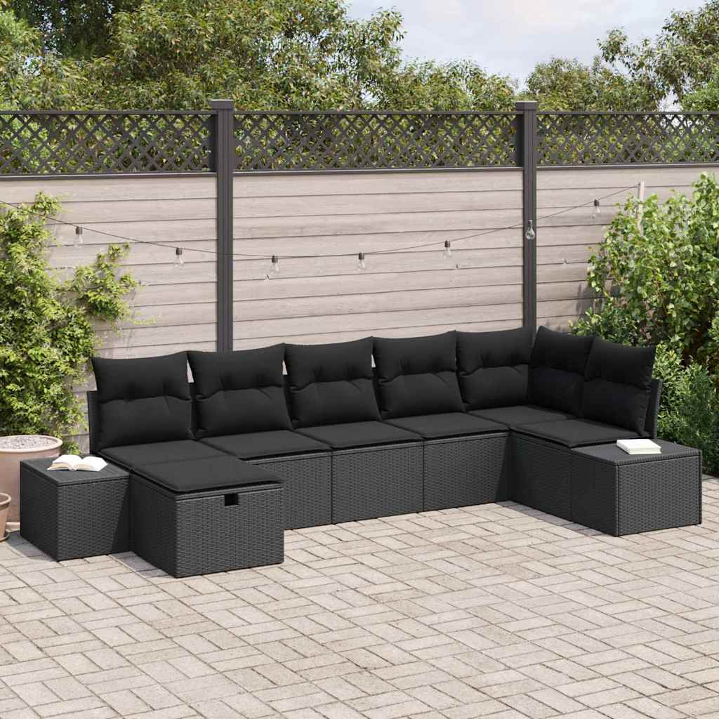 Bankstel met kussen 7 pcs poly rattan is nu te koop bij PeponiXL, paradijselijk wonen!
