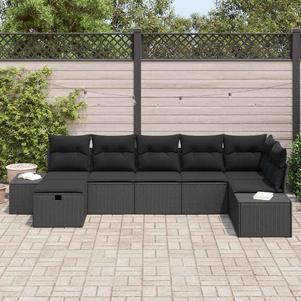 Bankstel met kussen 7 pcs poly rattan is nu te koop bij PeponiXL, paradijselijk wonen!