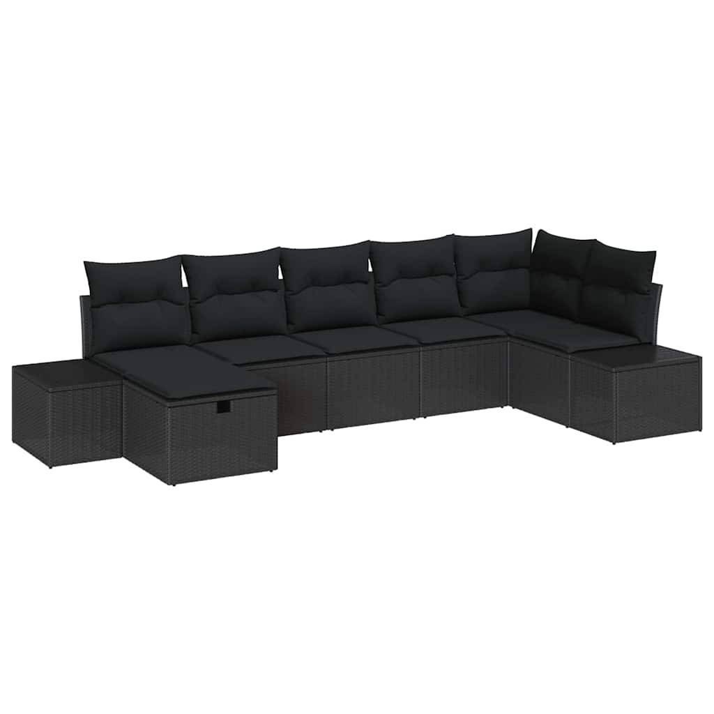 Bankstel met kussen 7 pcs poly rattan is nu te koop bij PeponiXL, paradijselijk wonen!