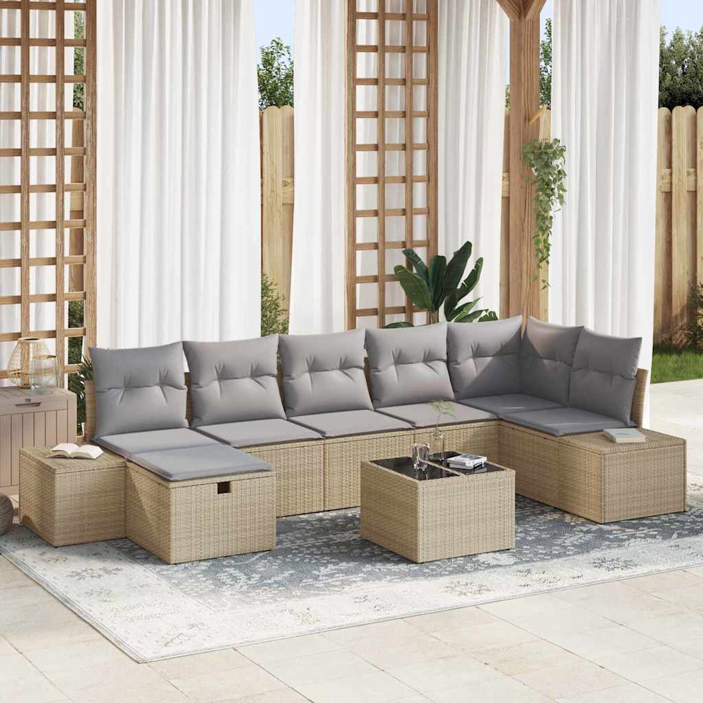 Bankstel met kussen 7 pcs poly rattan is nu te koop bij PeponiXL, paradijselijk wonen!