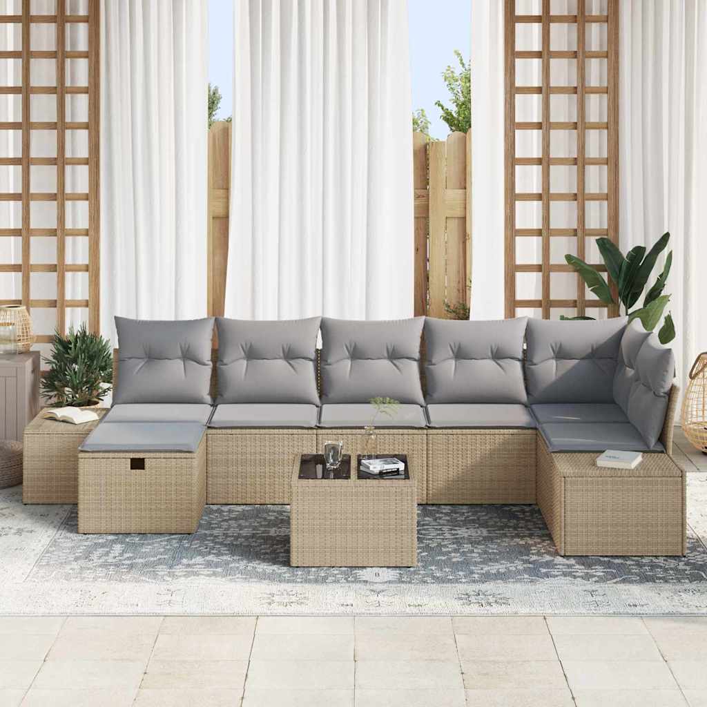 Bankstel met kussen 7 pcs poly rattan is nu te koop bij PeponiXL, paradijselijk wonen!
