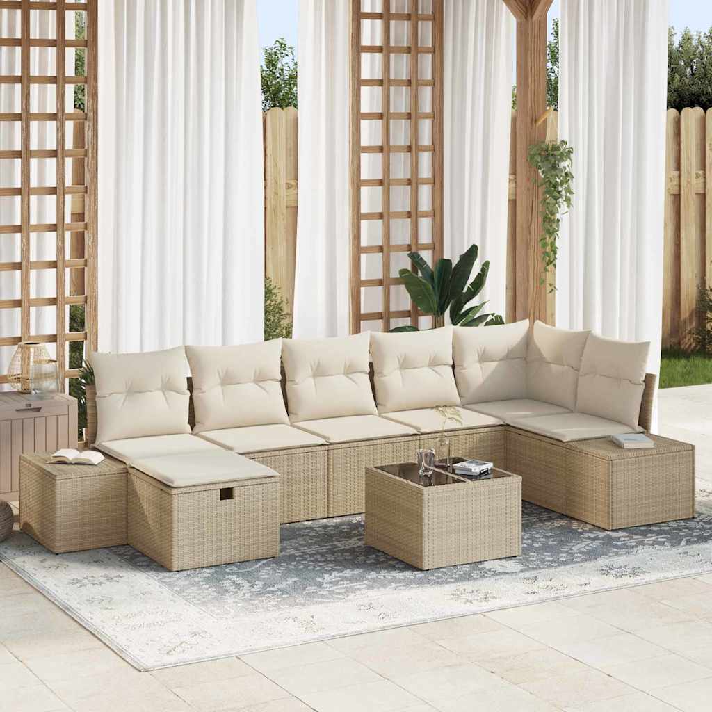 Bankstel met kussen 8 pcs poly rattan is nu te koop bij PeponiXL, paradijselijk wonen!