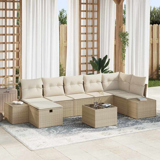 Bankstel met kussen 8 pcs poly rattan is nu te koop bij PeponiXL, paradijselijk wonen!