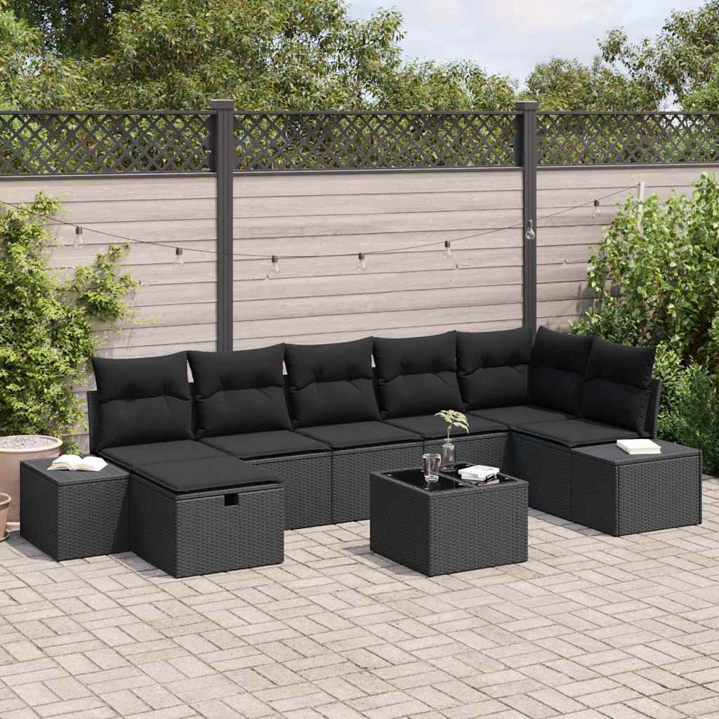 Bankstel met kussen 8 pcs poly rattan is nu te koop bij PeponiXL, paradijselijk wonen!