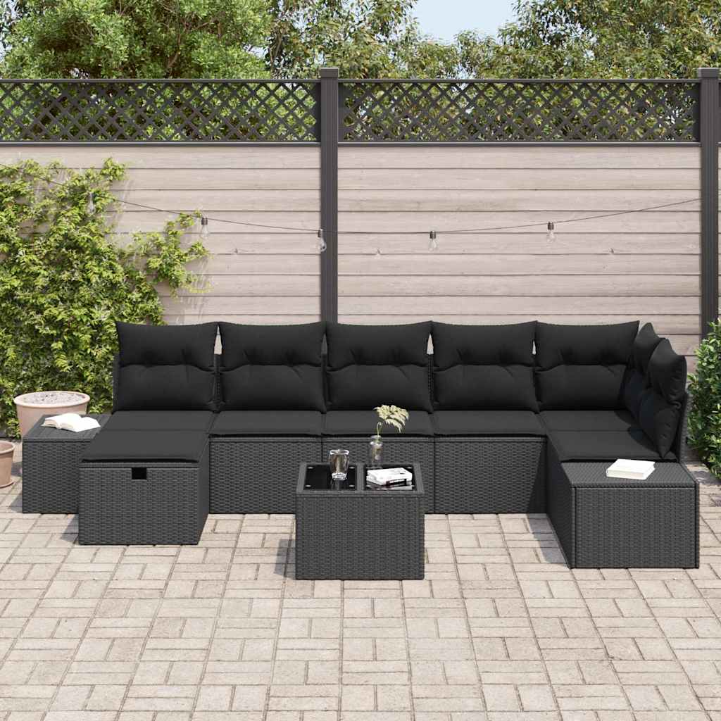 Bankstel met kussen 8 pcs poly rattan is nu te koop bij PeponiXL, paradijselijk wonen!