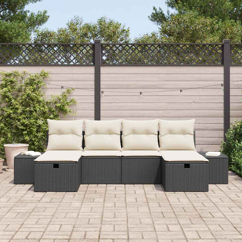 Tuin Sofa Set met kussen met opslag 6 pcs poly rattan is nu te koop bij PeponiXL, paradijselijk wonen!