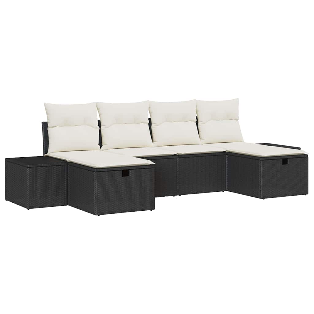 Tuin Sofa Set met kussen met opslag 6 pcs poly rattan is nu te koop bij PeponiXL, paradijselijk wonen!
