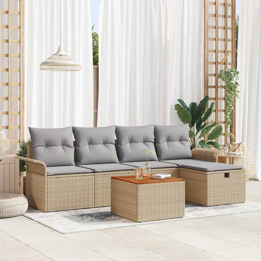 Tuinbankenset 6 st Beige Poly riet is nu te koop bij PeponiXL, paradijselijk wonen!