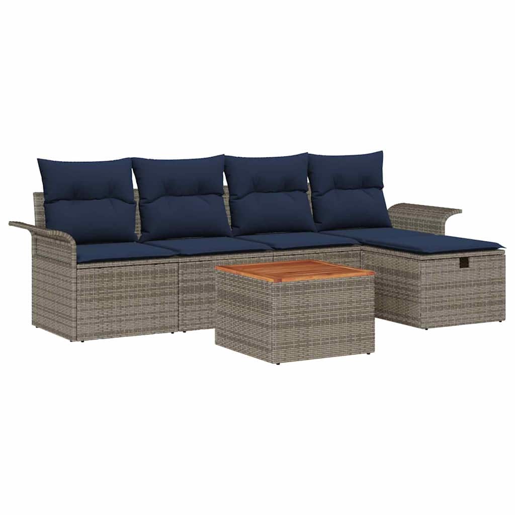 Tuinbankenset met kussen met opslag 6 pcs Grijs Poly riet is nu te koop bij PeponiXL, paradijselijk wonen!