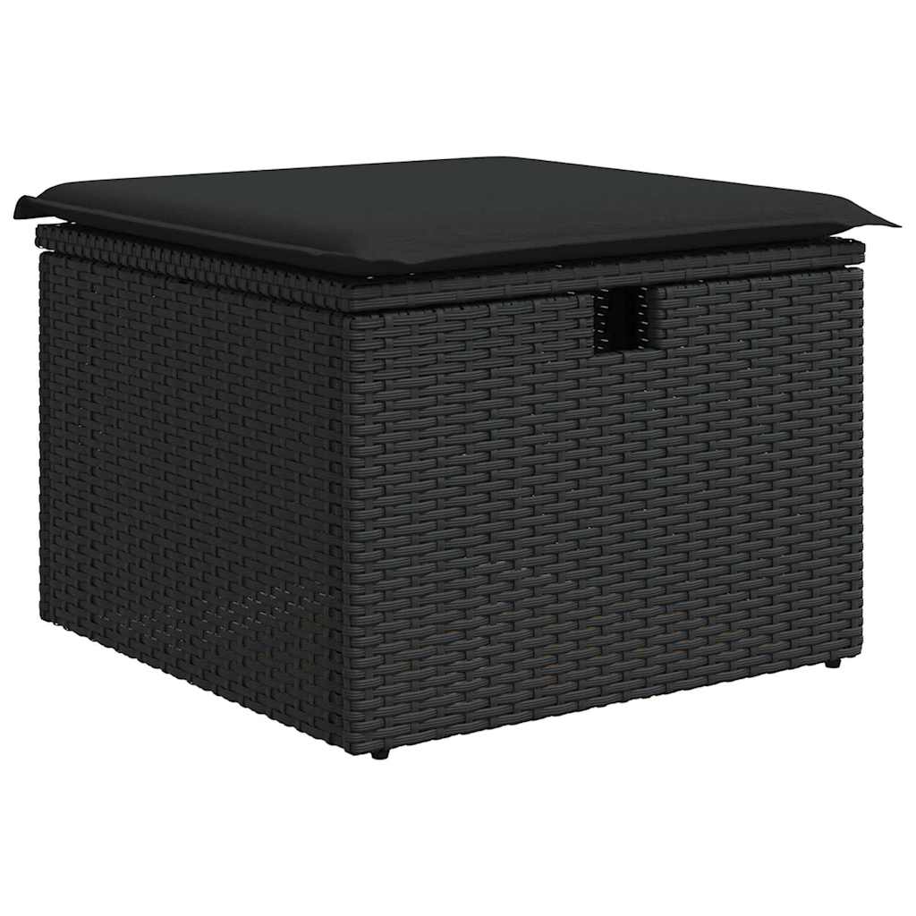 Tuinbankenset met kussen met opslag 7 pcs Zwart Poly riet is nu te koop bij PeponiXL, paradijselijk wonen!