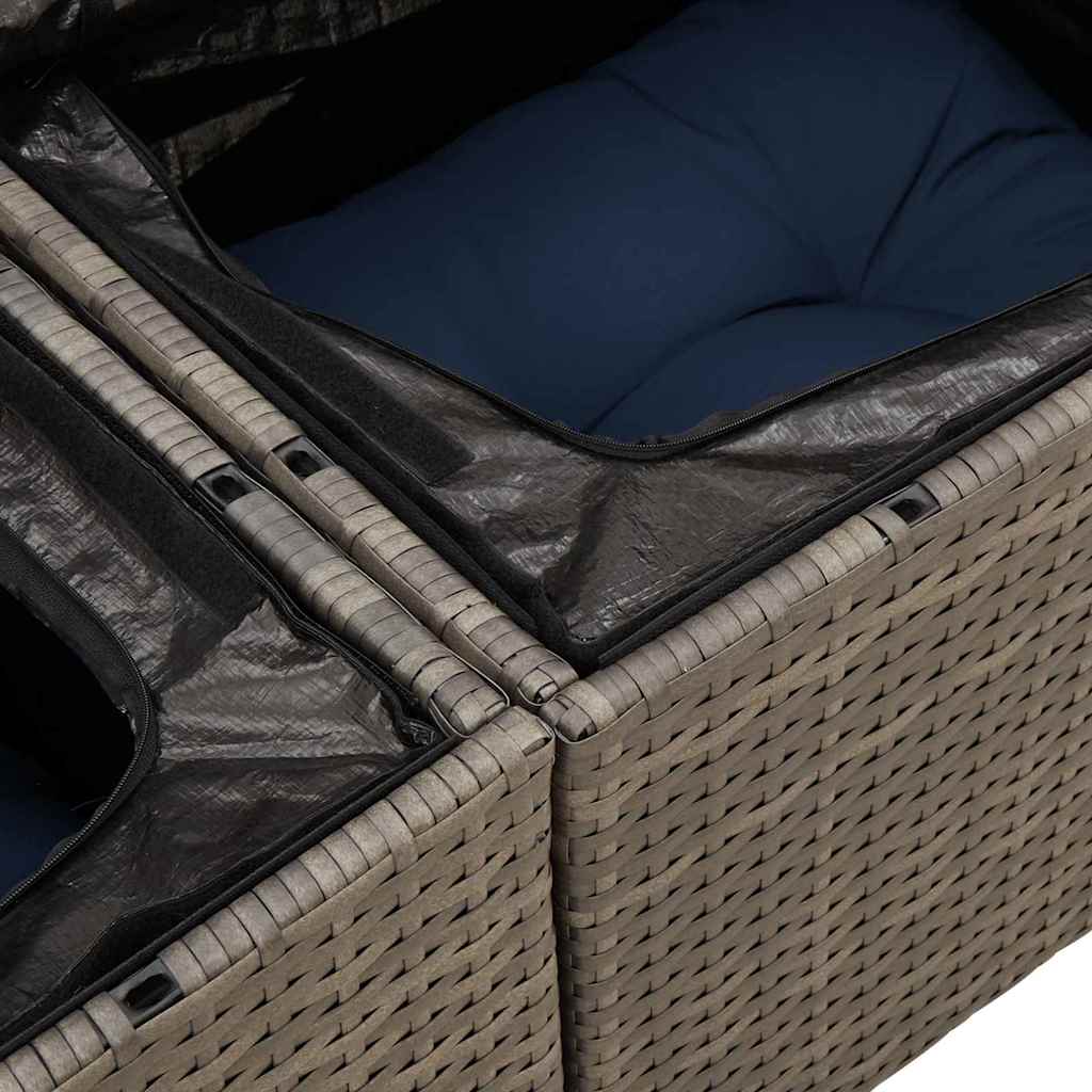 Tuinbankenset met kussen met opslag 7 pcs Grijs Poly riet is nu te koop bij PeponiXL, paradijselijk wonen!