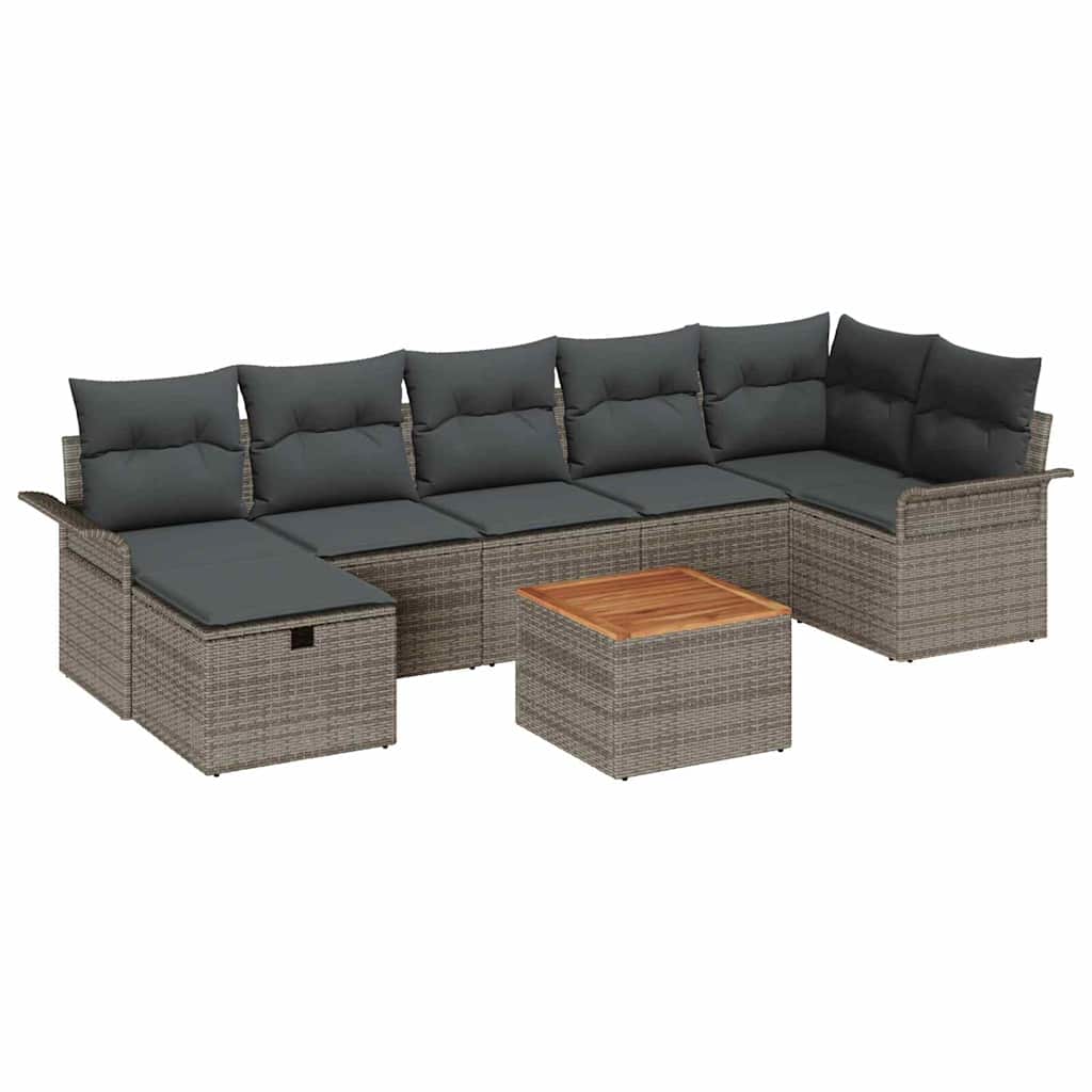 Tuinbankenset met kussen met opslag 8 pcs Grijs Poly riet is nu te koop bij PeponiXL, paradijselijk wonen!