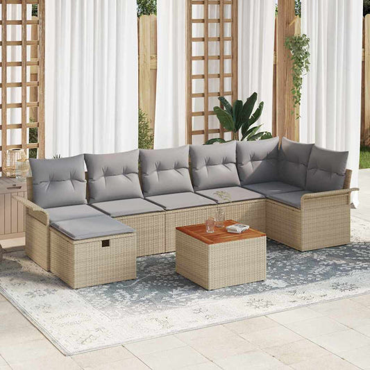 Tuinbankenset 8 st Beige Poly riet is nu te koop bij PeponiXL, paradijselijk wonen!