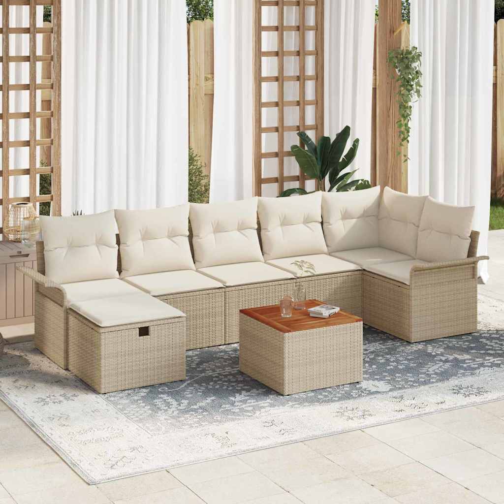 Tuinbankenset met kussen met opslag 8 pcs Beige Poly riet is nu te koop bij PeponiXL, paradijselijk wonen!