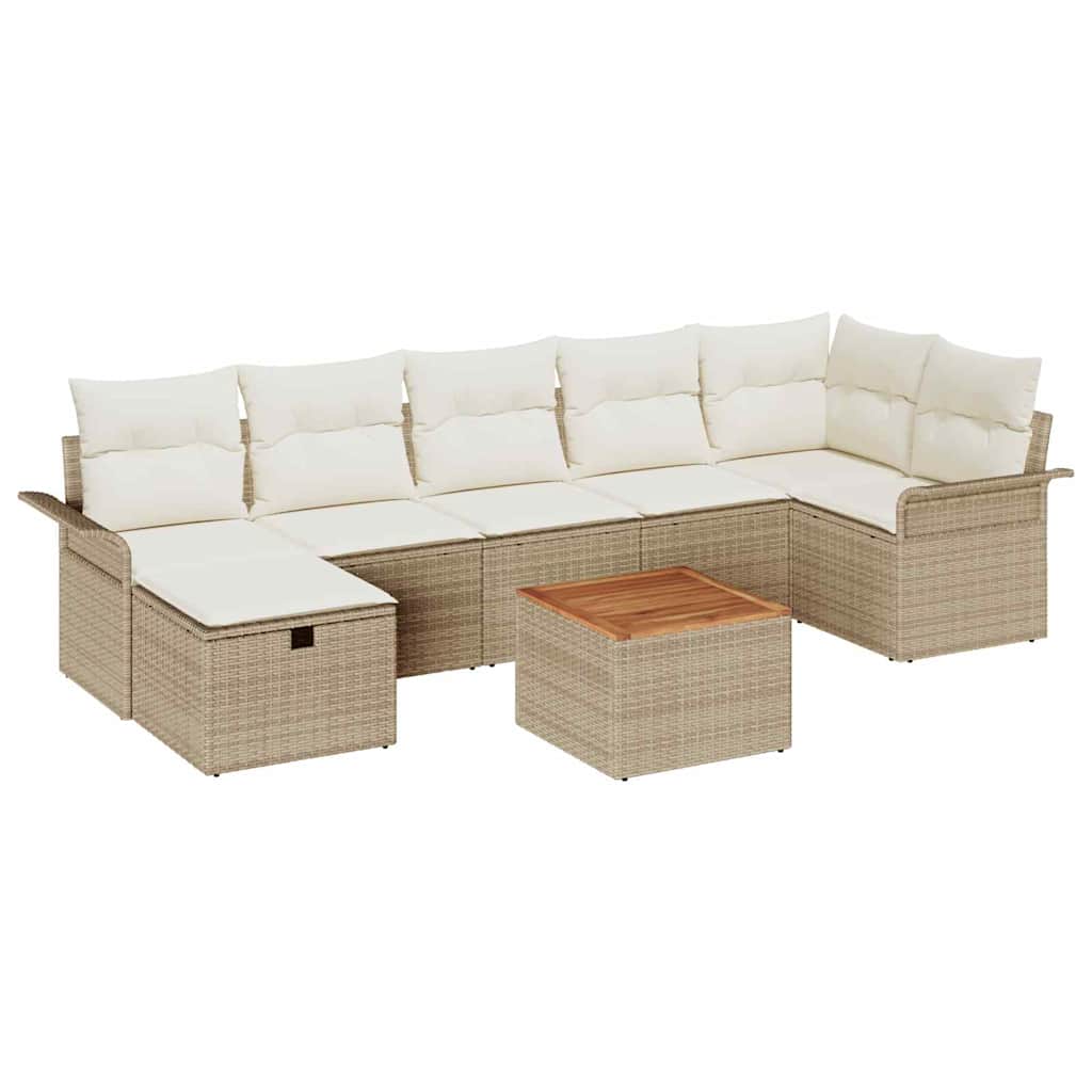 Tuinbankenset met kussen met opslag 8 pcs Beige Poly riet is nu te koop bij PeponiXL, paradijselijk wonen!