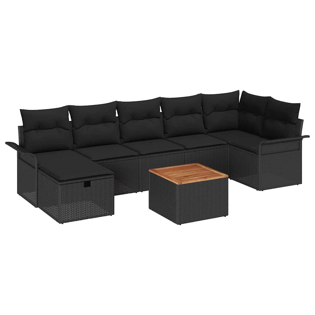 Tuinbankenset met kussen met opslag 8 pcs Zwart Poly riet is nu te koop bij PeponiXL, paradijselijk wonen!