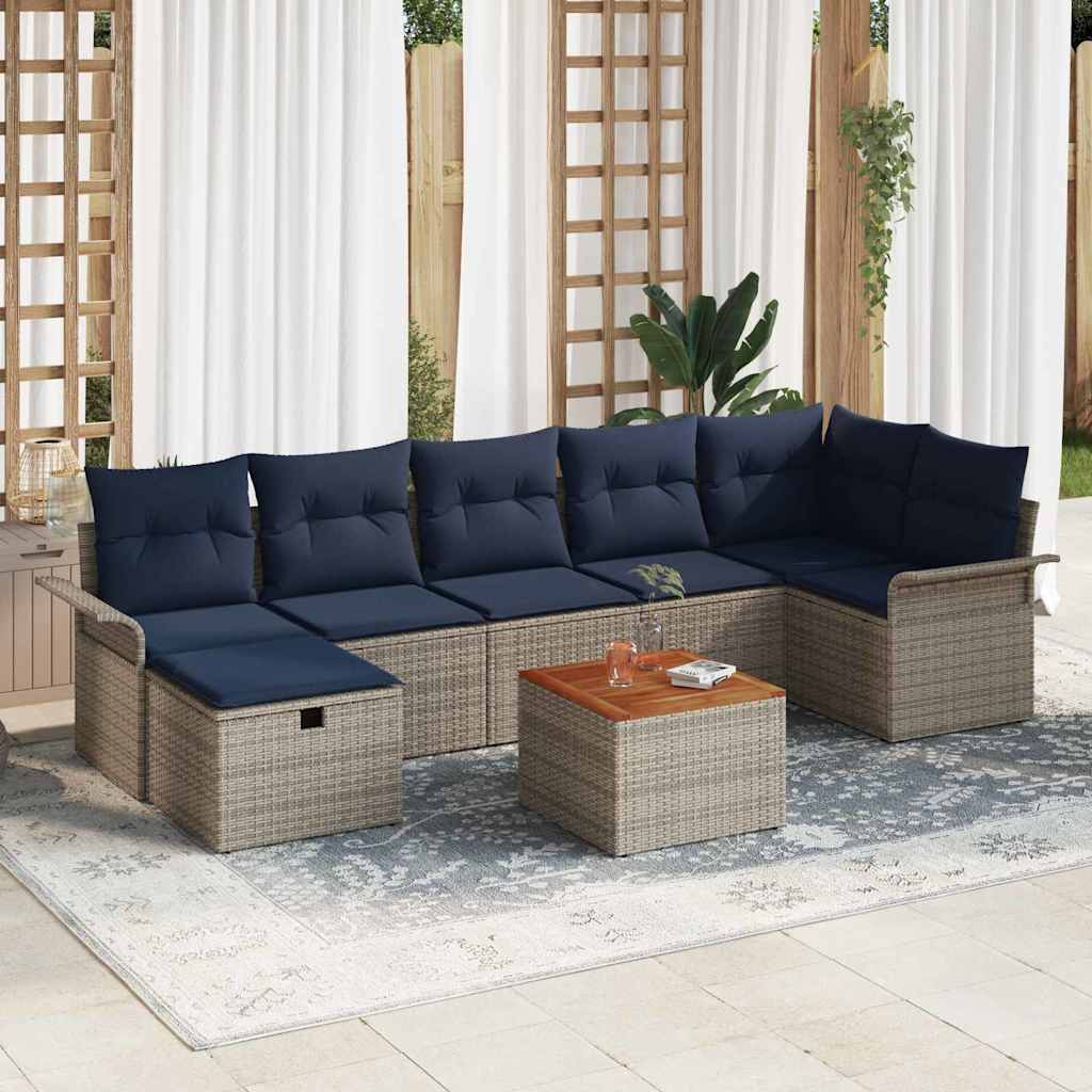 Tuinbankenset met kussen met opslag 8 pcs Grijs Poly riet is nu te koop bij PeponiXL, paradijselijk wonen!