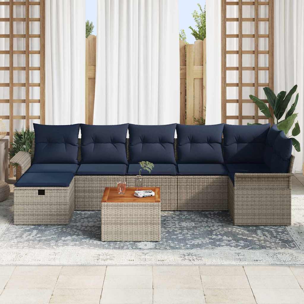 Tuinbankenset met kussen met opslag 8 pcs Grijs Poly riet is nu te koop bij PeponiXL, paradijselijk wonen!