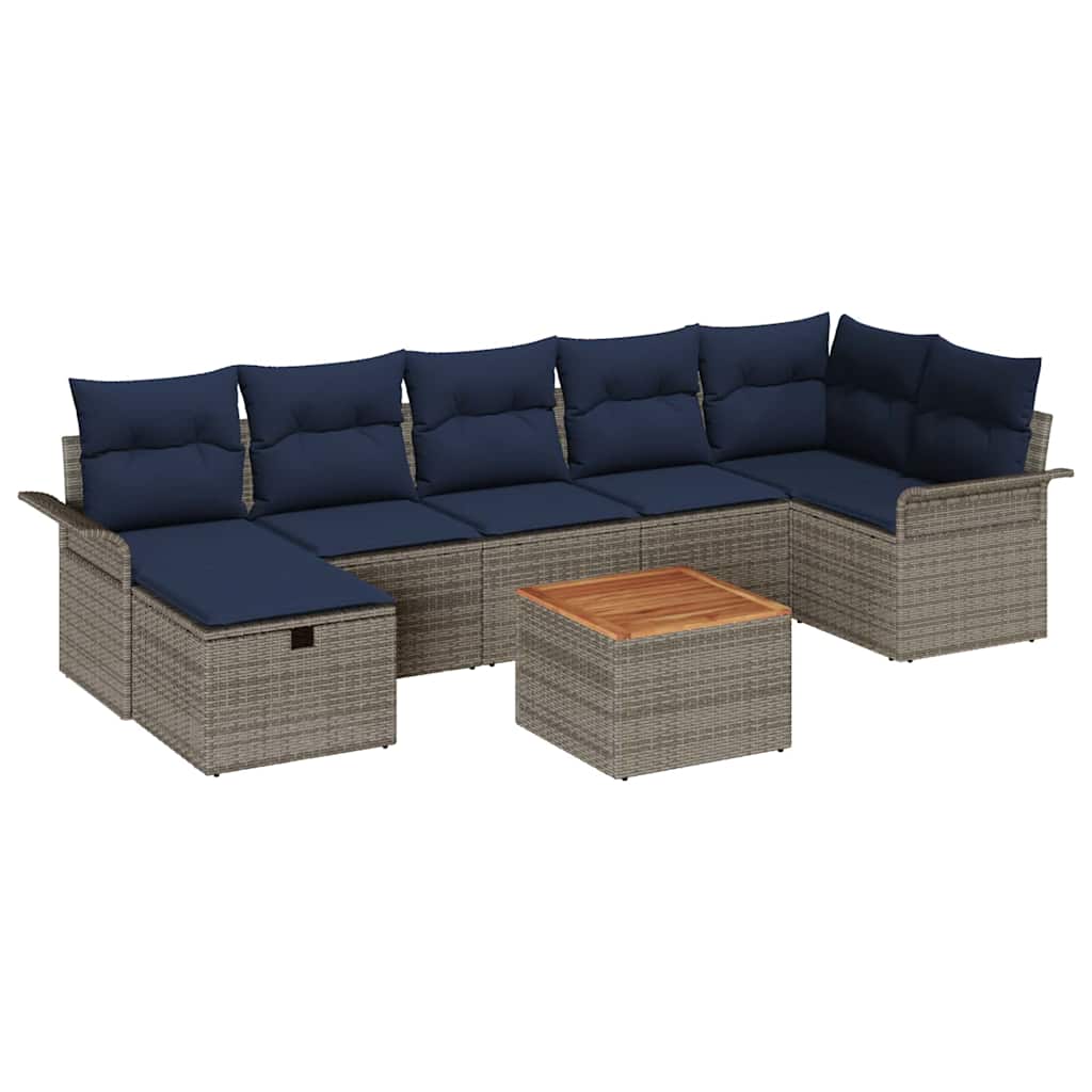 Tuinbankenset met kussen met opslag 8 pcs Grijs Poly riet is nu te koop bij PeponiXL, paradijselijk wonen!