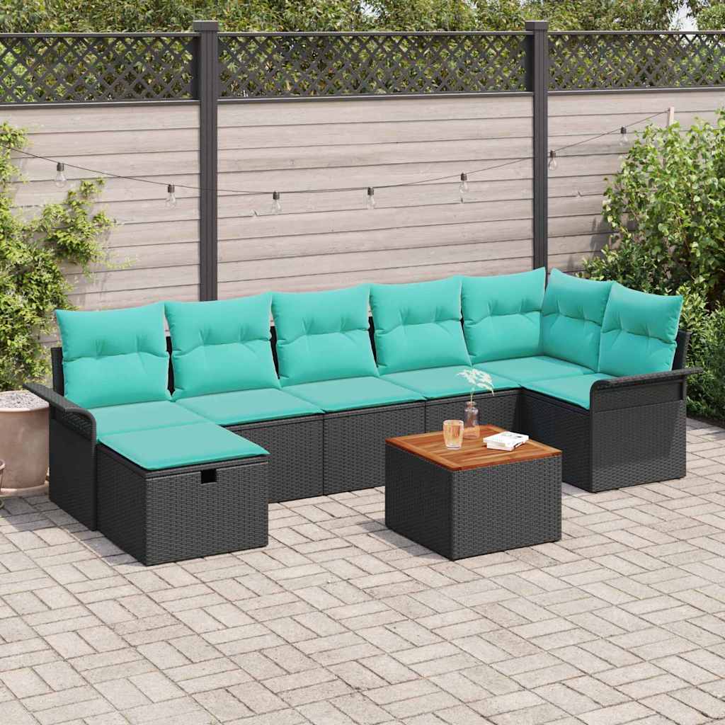 Tuinbankenset met kussen met opslag 8 pcs Zwart Poly riet is nu te koop bij PeponiXL, paradijselijk wonen!