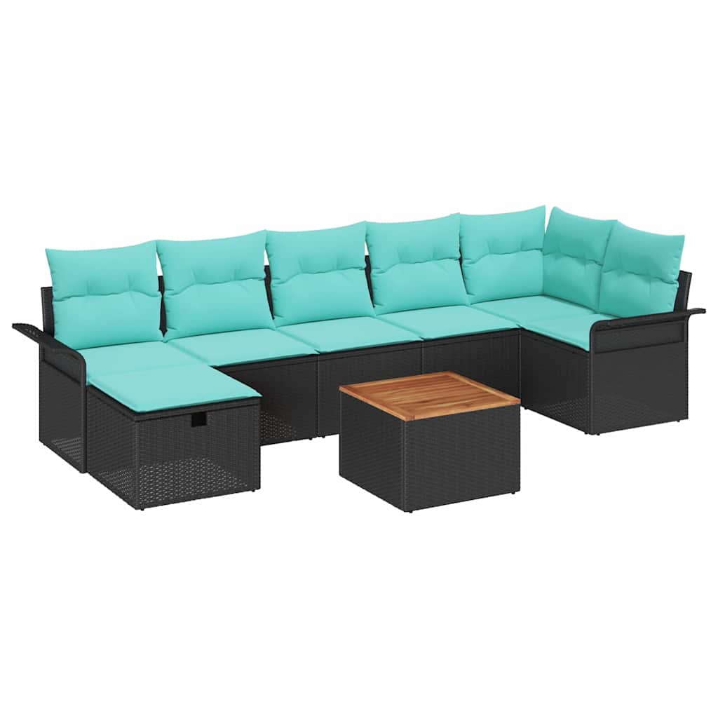Tuinbankenset met kussen met opslag 8 pcs Zwart Poly riet is nu te koop bij PeponiXL, paradijselijk wonen!