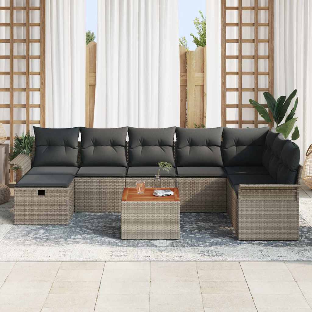 Tuinbankenset met kussen met opslag 9 pcs Grijs Poly riet is nu te koop bij PeponiXL, paradijselijk wonen!
