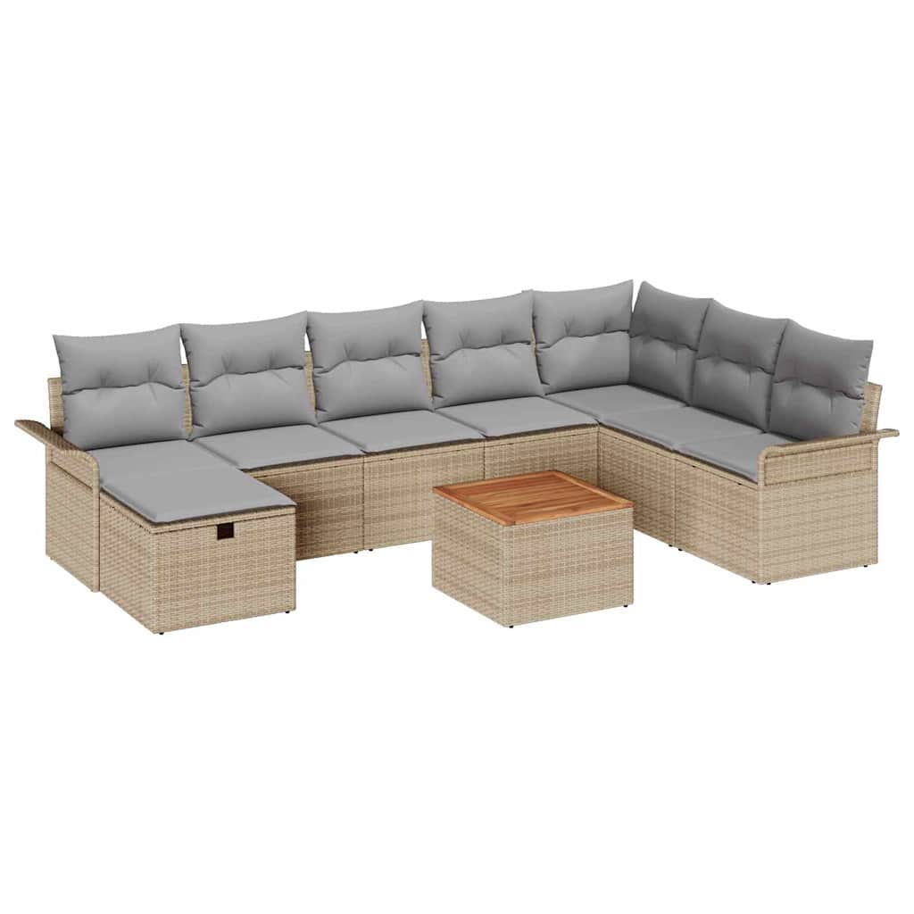 Tuinbankenset 9 st Beige Poly riet