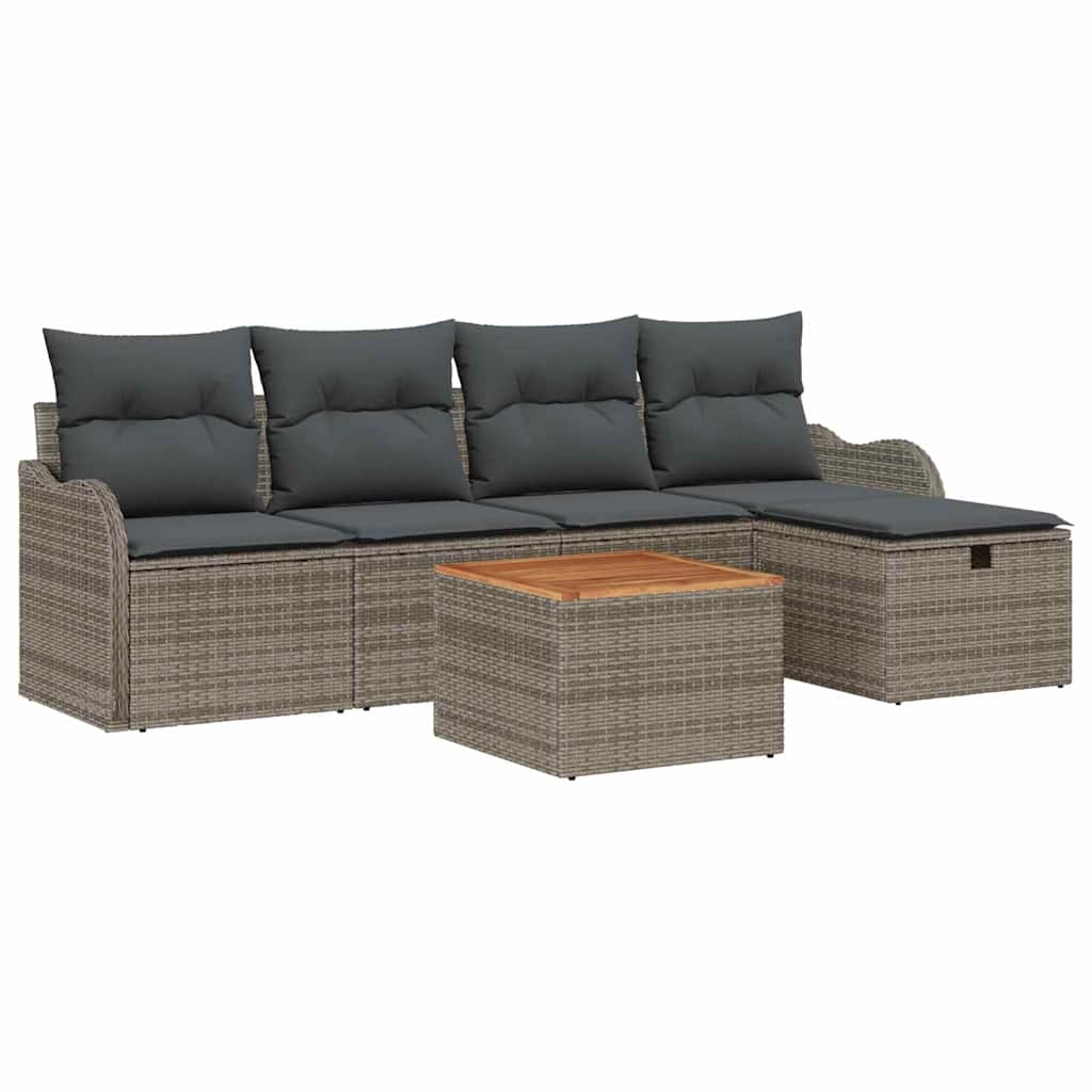 Tuinbankenset met kussen met opslag 6 pcs Grijs Poly riet is nu te koop bij PeponiXL, paradijselijk wonen!
