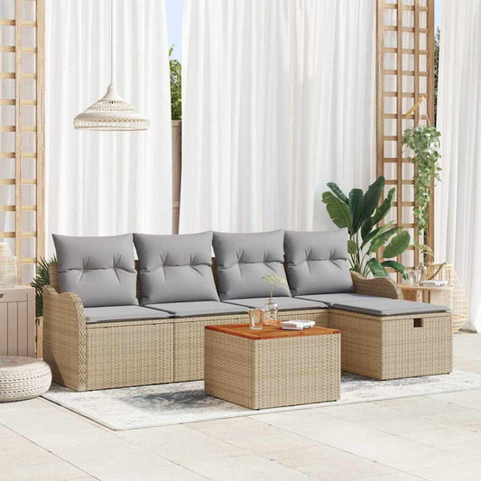 Tuinbankenset 6 st Beige Poly riet is nu te koop bij PeponiXL, paradijselijk wonen!