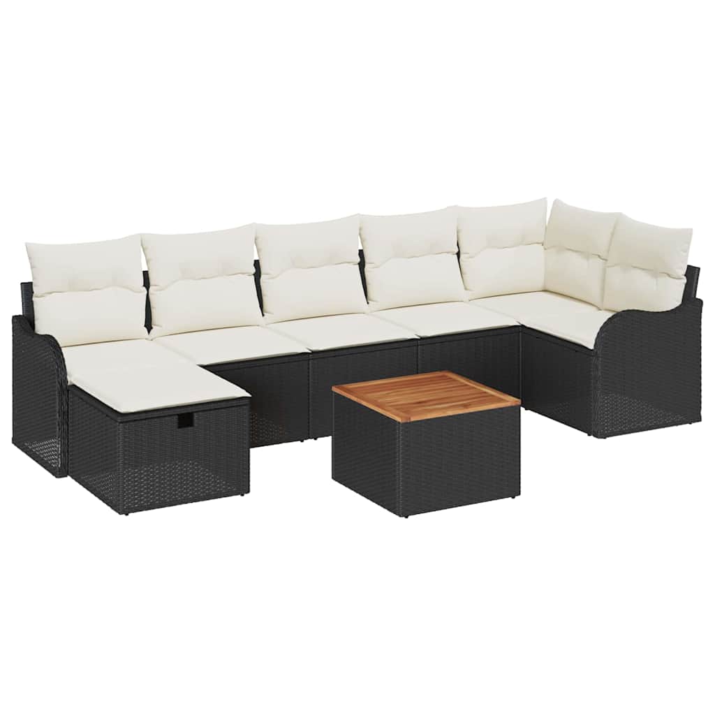 Tuinbankenset met kussen met opslag 8 pcs Zwart Poly riet is nu te koop bij PeponiXL, paradijselijk wonen!