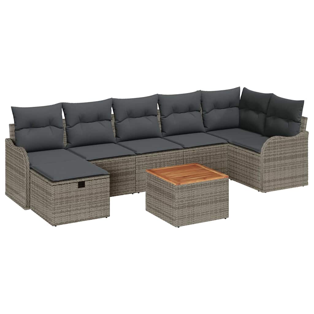 Tuinbankenset met kussen met opslag 8 pcs Grijs Poly riet is nu te koop bij PeponiXL, paradijselijk wonen!