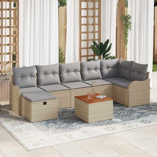 Tuinbankenset 8 st Beige Poly riet is nu te koop bij PeponiXL, paradijselijk wonen!
