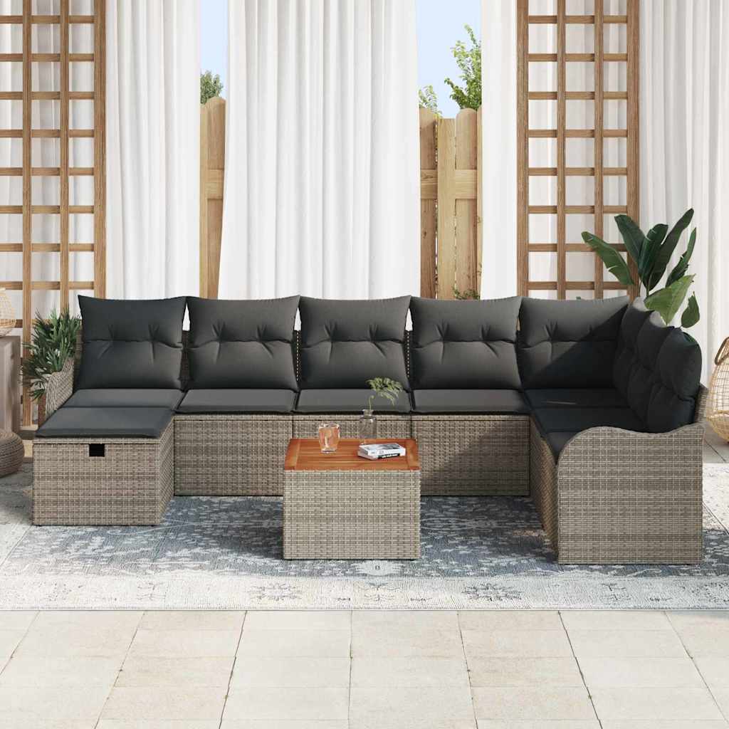 Tuinbankenset met kussen met opslag 9 pcs Grijs Poly riet is nu te koop bij PeponiXL, paradijselijk wonen!