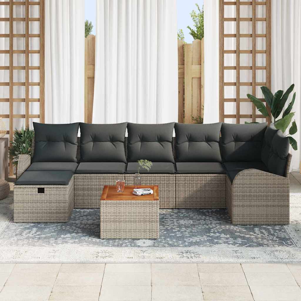Tuinbankenset met kussen met opslag 8 pcs Grijs Poly riet is nu te koop bij PeponiXL, paradijselijk wonen!