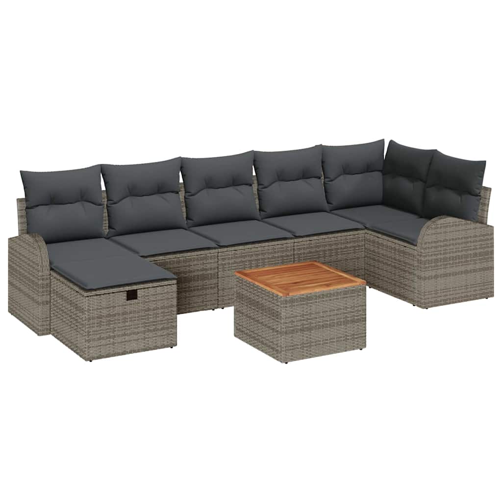 Tuinbankenset met kussen met opslag 8 pcs Grijs Poly riet is nu te koop bij PeponiXL, paradijselijk wonen!