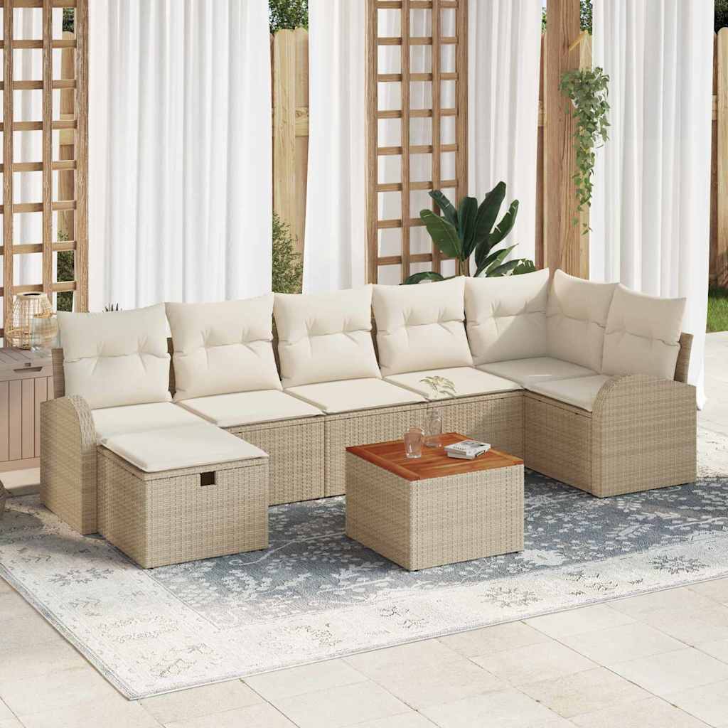 Tuinbankenset met kussen met opslag 8 pcs Beige Poly riet is nu te koop bij PeponiXL, paradijselijk wonen!
