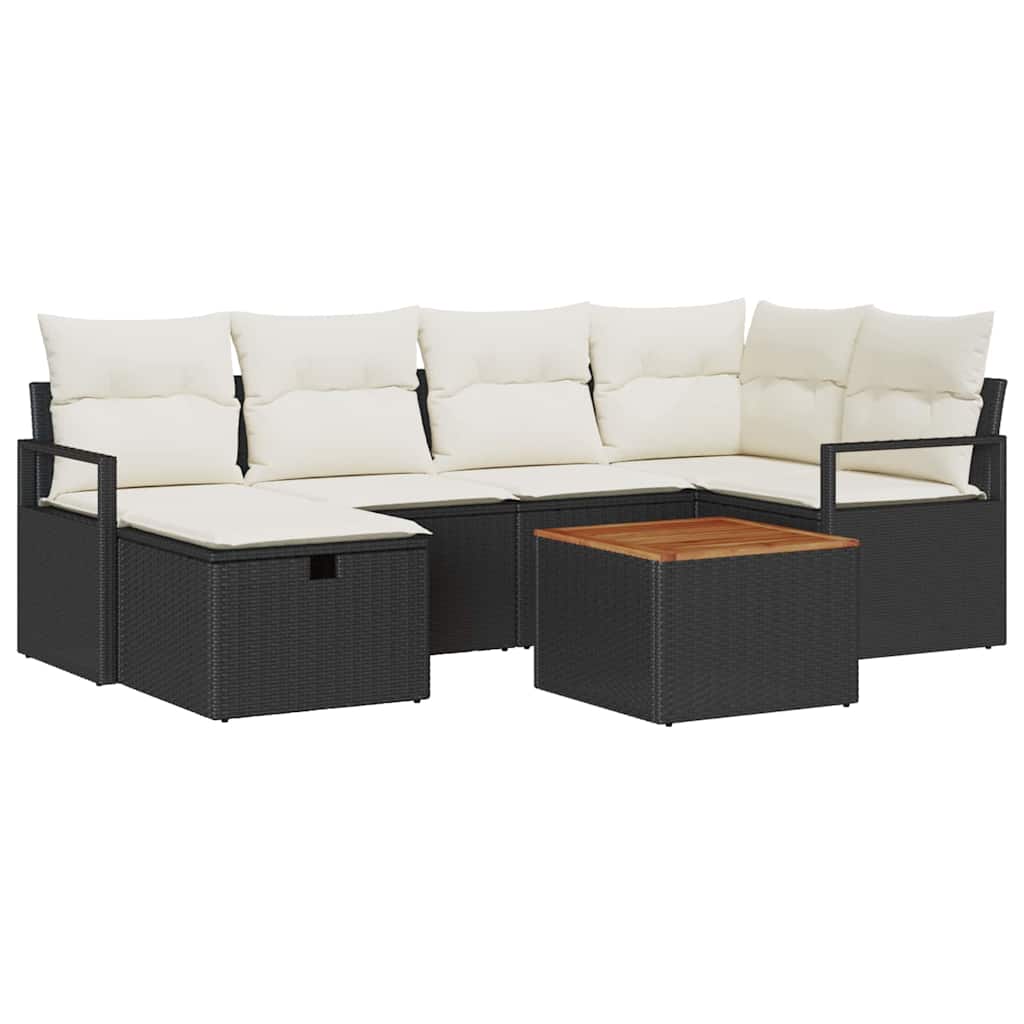 Tuin Sofa Set met kussen met opslag 7 pcs Zwart Poly riet is nu te koop bij PeponiXL, paradijselijk wonen!