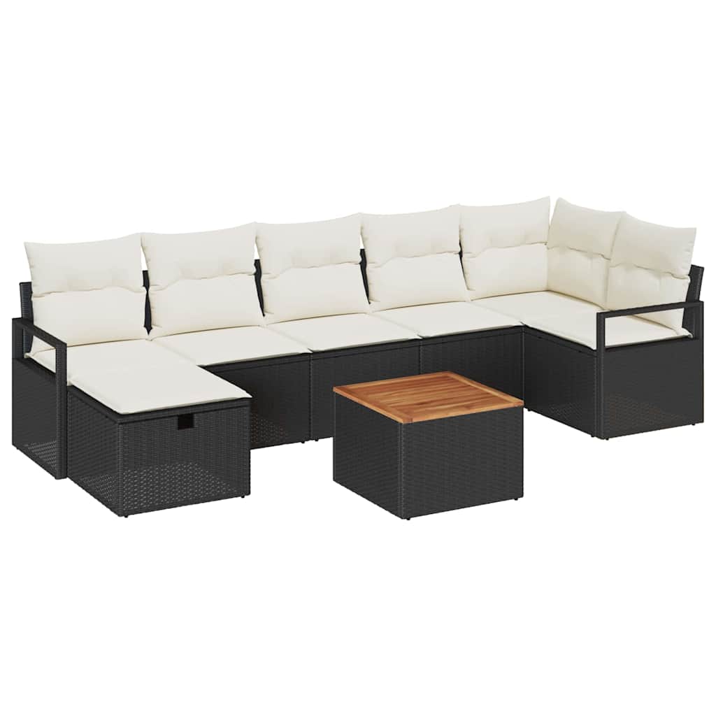 Tuinbankenset met kussen met opslag 8 pcs Zwart Poly riet is nu te koop bij PeponiXL, paradijselijk wonen!