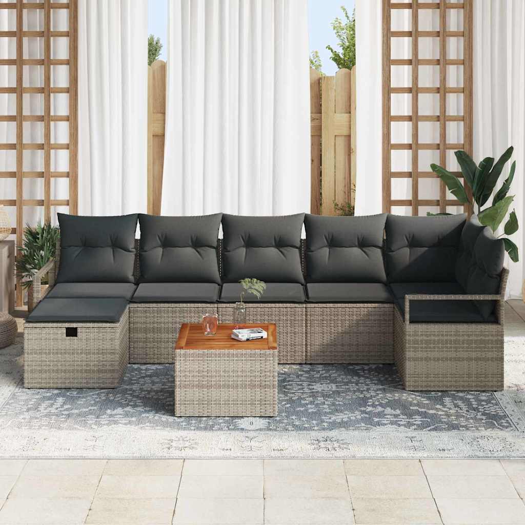Tuinbankenset met kussen met opslag 8 pcs Grijs Poly riet is nu te koop bij PeponiXL, paradijselijk wonen!