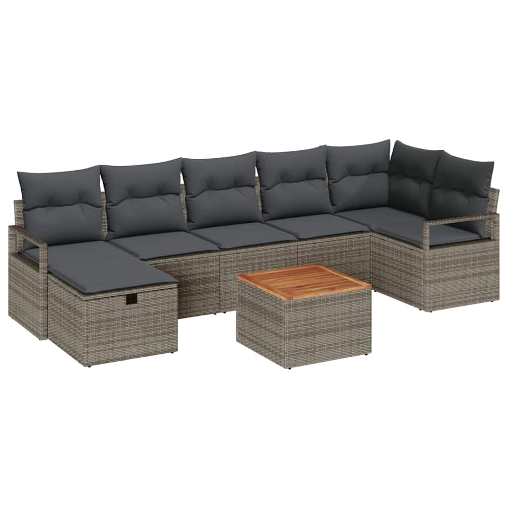 Tuinbankenset met kussen met opslag 8 pcs Grijs Poly riet is nu te koop bij PeponiXL, paradijselijk wonen!