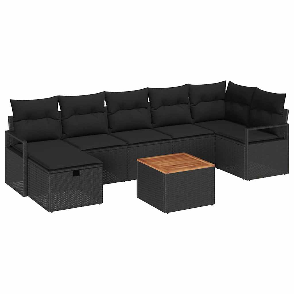 Tuinbankenset met kussen met opslag 8 pcs Zwart Poly riet is nu te koop bij PeponiXL, paradijselijk wonen!