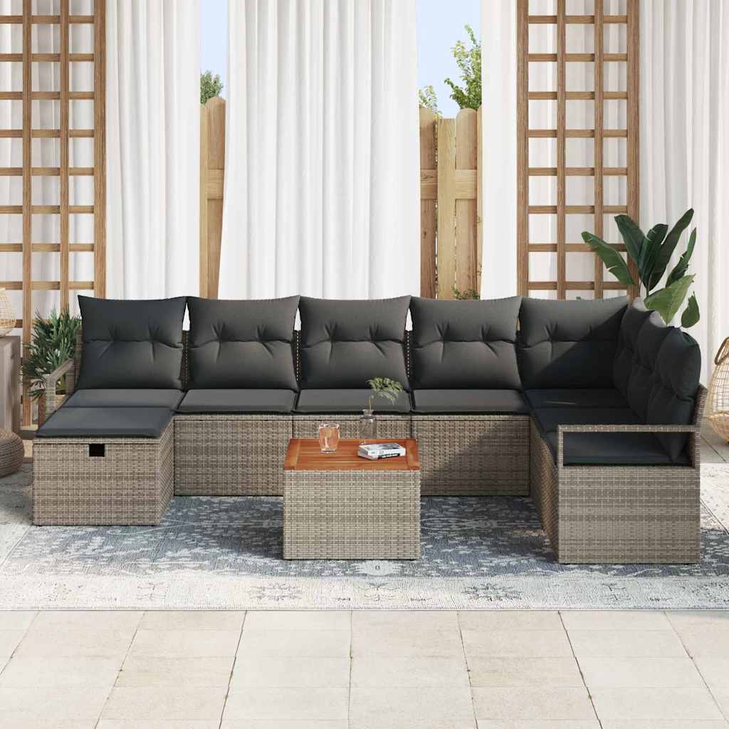 Tuinbankenset met kussen met opslag 9 pcs Grijs Poly riet is nu te koop bij PeponiXL, paradijselijk wonen!